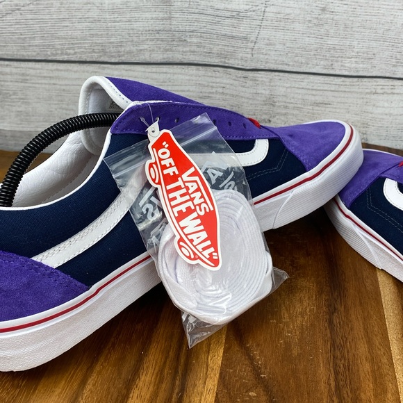 NEW Vans Old Skool Customs Color Block Purple Navy Red Shoe Mens Sneaker Size 13
